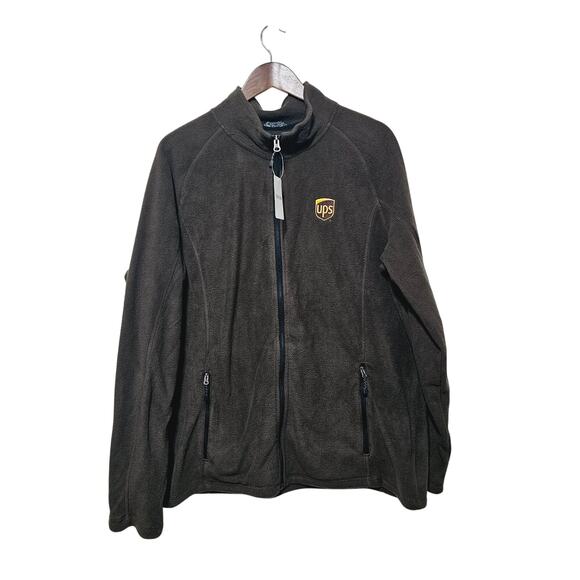 UPS Trimark Rixford Fleece Jacket Men's Size XL Chocolate Brown Zip Pockets Work - Picture 1 of 6